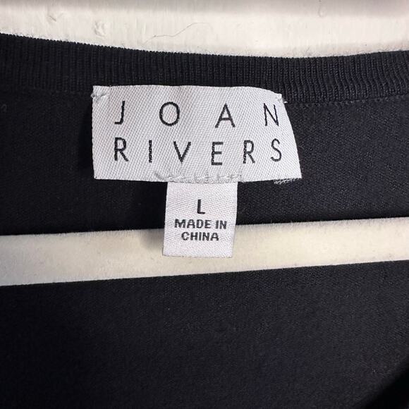 Joan Rivers black Rayon 3/4 sleeve sweater top with corset stitch size large - Picture 4 of 5